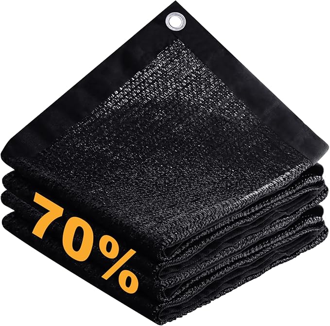 DIFY 6×10 FT, 70% Shade Fabric Sun Shade Cloth with Grommets, Black Outdoor Mesh Trap for Garden Plants Cover, Greenhouse, Chicken Coop, Black Patio Netting