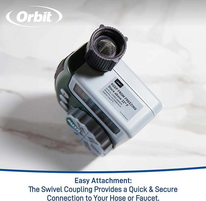 Orbit Programmable Digital Hose Watering Timer - 1 Outlet - Battery Powered - with LCD Screen - Built-in Rain Delay - Water-Resistant - 62061