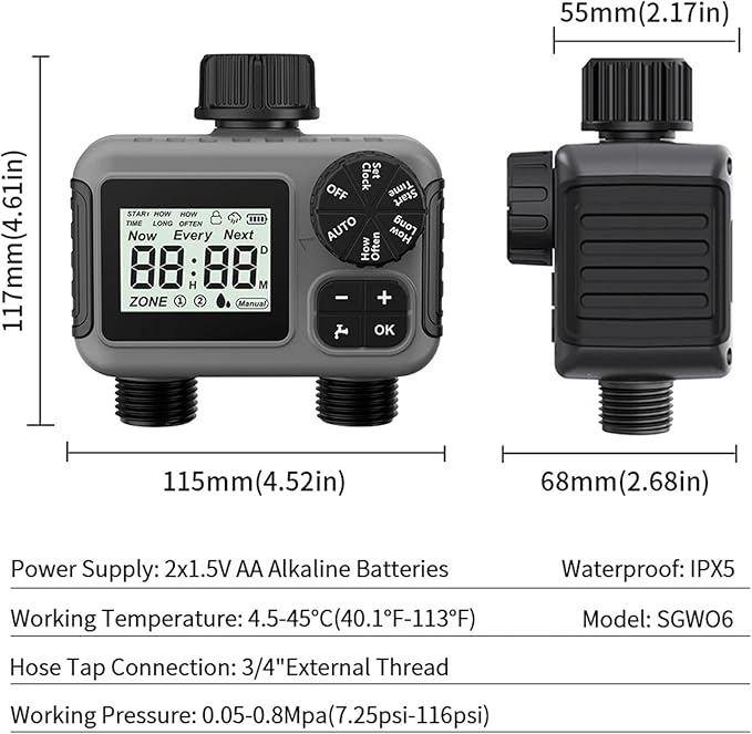 1pc 1/2Way Sprinkler Timer Programmable Garden Irrigation Watering System Irigation Controller(1 Outlet)