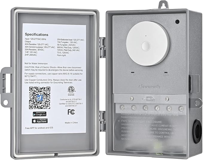 DEWENWILS WiFi Pool Pump Timer, Heavy Duty 40A 120-277 VAC 2HP Wireless Smart Controller for Pool, Water Heater, Works with Alexa, Google Assistant, Smart Life, ETL Listed