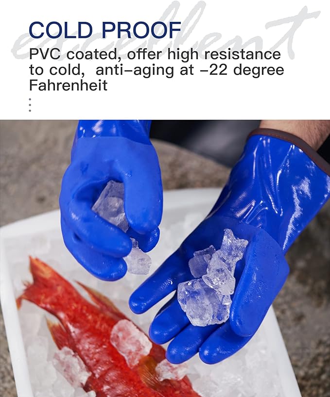 PACIFIC PPE 3 Pairs Thermal Insulated Freezer Gloves for Winter, Chemical & Oil Resistant, Waterproof, Men and Women, Blue, X-Large