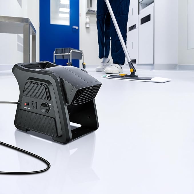 Pivoting 600 CFM High Velocity Floor Blower for Drying, Cooling, Ventilating, Exhausting, 300° Blowing Angle, 10AMP Outlet, Portable Carpet Dryer Fan for Home, Office, or Commercial Use