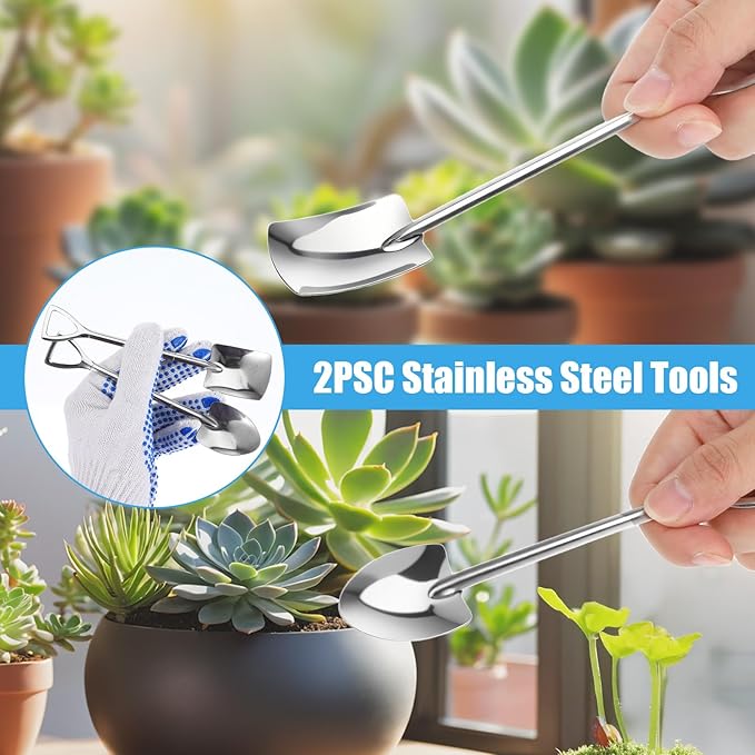 ElevateTech 12 Pcs Succulent Tools Mini Transplanting Garden Tool Set Succulent Care kit Plant Accessories for Indoor Gardening Flower Potting Cactus Houseplant Bonsai Care