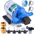 12V Water Pump - 3.5 GPM Pure Copper Motor Self-Priming Diaphragm Pump with 40-80 PSI Adjustable Pressure Switch for RV, Marine & Agricultural Use
