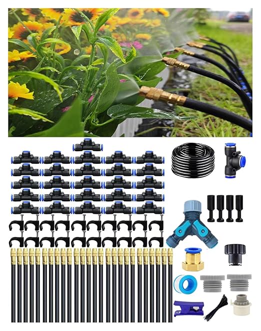 Drip Irrigation System,Automatic Garden Watering System,360° Adjustable Spray Sprinkler Kit, Easy Installation No Tools, Fine Mist Watering forGarden,Patio,Potted Plants,Courtyard Watering System
