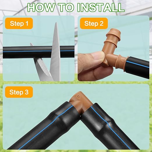 JAYEE 25 Pack Drip Irrigation Barbed Elbow Fittings (17mm) for 1/2" Drip Hose(0.600”ID) ，Sprinkler Tubing Connector for Drip System