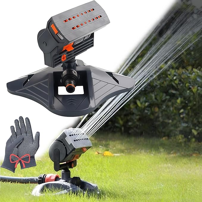 16-Nozzle Oscillating Sprinkler with Dual-Zone Sprinkler Water Timer, Sprinklers for Yard, Heavy Duty Automatic Lawn Garden Irrigation System (A-no Water time)