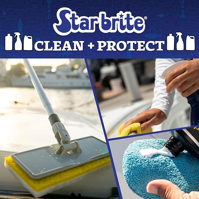 Star Brite Utility Scrub Brush - Marine-Grade Heavy-Duty Stiff Bristled Scrubber - Extra Long Flagged Bristles for More Cleaning Power in Hard to Reach Areas