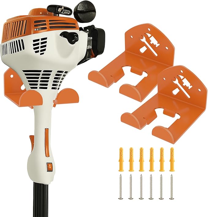 FLEXI RODS Garage Organization Storage Trimmer Rack Garden Power Tool Hanger for Grass Trimmer, Hedge Trimmer, Heavy Duty Weed Wacker Hook Tool Organizer, 2 Pack