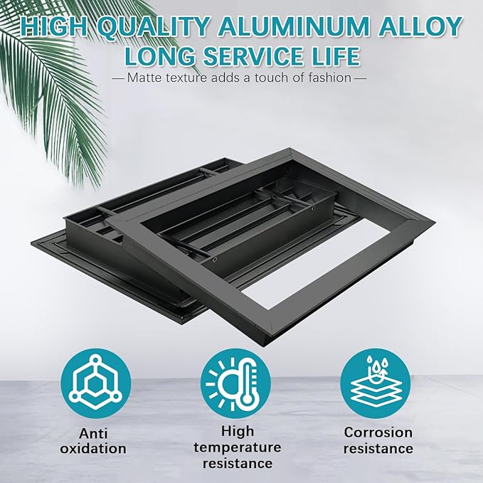 Door Louver Vent Two Sided, Door Vents for Interior Doors, Aluminum Door Air Vent Grille, Metal Louvered Door Vent, Through Door Vent for Bathroom Cabinet (Black 20 * 12in)