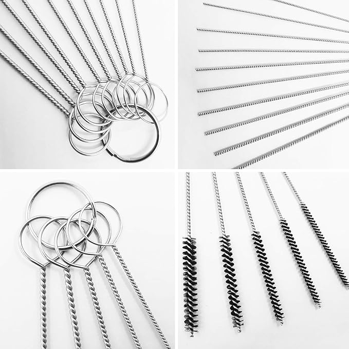 FineGood Wire Brush Set for Car Detailing - 9 PCS Cleaning Kit with 3 Brass, 3 Steel, 3 Nylon Brushes