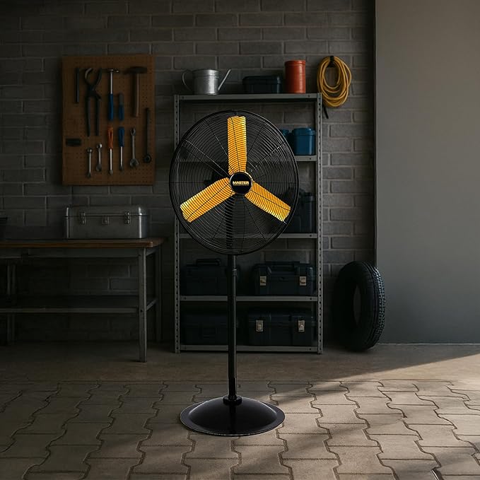Master 24 Inch Oscillating Industrial High Velocity Pedestal Fan - Use for Shop, Garage or Warehouse, All-Metal Construction with OSHA-Compliant Safety Guards, 3 Speed Settings (MAC-24POSC)