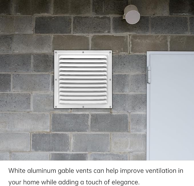 2Pcs Aluminum Gable Vents with Screen Mesh, 10x10 Inch Metal Wall Vents for Attic, Garage, Shed, and Exterior Doors, Square Louver Vent Grilles for Improved Ventilation