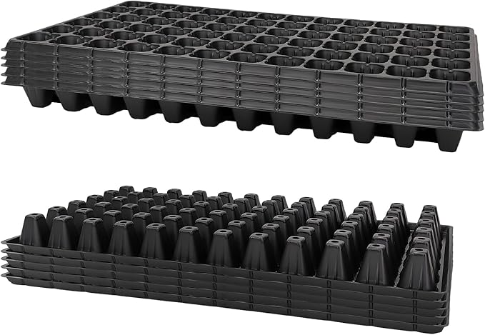 RooTrimmer 72 Cell Seed Trays, Thick Durable 72 Cell Plug Tray Seedling Plastic Nursery Tray for 1020 Flat Germination (10-Pack, 21"×11", 1.81" Height, Low)