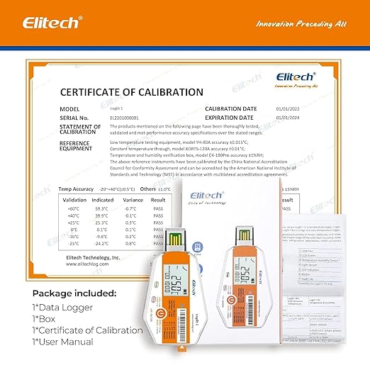 Elitech 1000-Pack LogEt1 PQS Certified Disposable Data Logger, Temperature & Light Sensor, Bulk Order & Customizable for Business, PDF Report Cold Chain Monitor