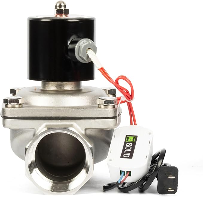 U.S. Solid Smart WiFi Stainless Steel Solenoid Valve, 2", 110V AC, Normally Closed, App Remote Control for Irrigation & Automation