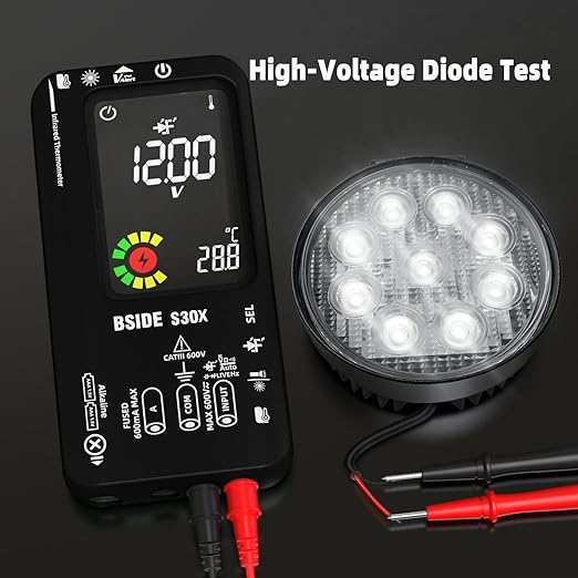 BSIDE Smart Digital Multimeter Infrared Thermometer Rechargeable 9999 Counts Voltmeter, D:S=12:1, Measure High/Low Voltage Diode, Capacitance Amp Tester for HVAC LED Electronic Automotive Electrician