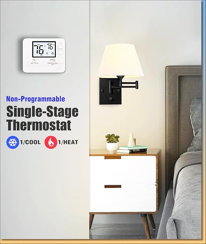 Heagstat Non Programmable Thermostat, Single-Stage 1 Heat 1 Cool, Simple Digital Thermostats for Home