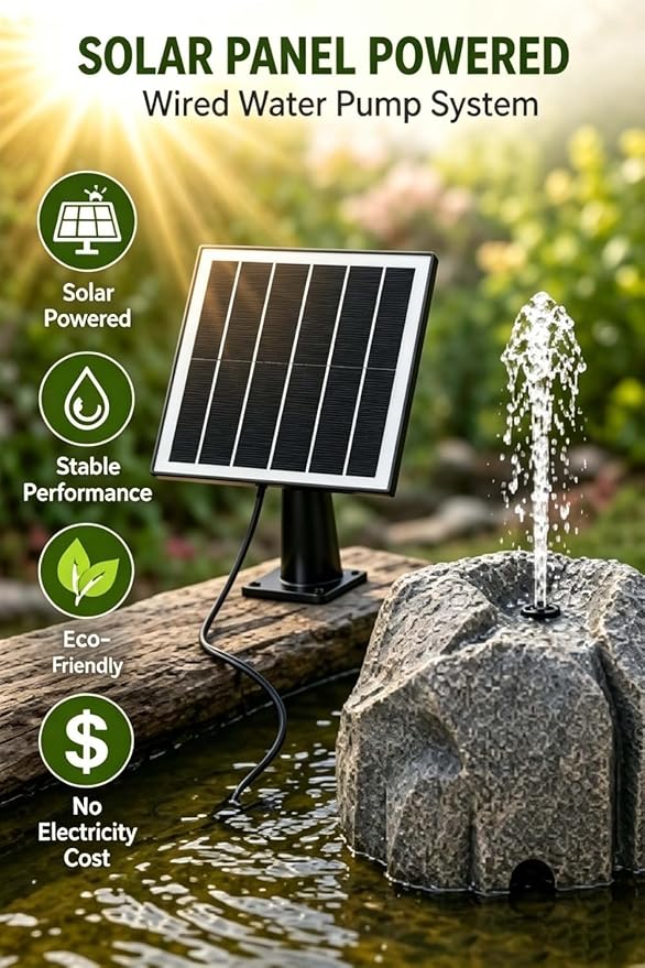 Realistic Granite Rock Solar Bird Bath Fountain - Solar Powered Bird Bath Fountain with Pump and 10 Nozzles, Outdoor Water Feature Resin Stone Look for Garden Pond Patio Yard Decor (White)