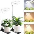 LBW Grow Light for Indoor Plants, Height Adjustable Plant Grow Lamp with Auto On/Off Timer 6/8/12/16H, 3 Colors,5 Dimmable Brightness, for Small Plants, White, 2 Packs