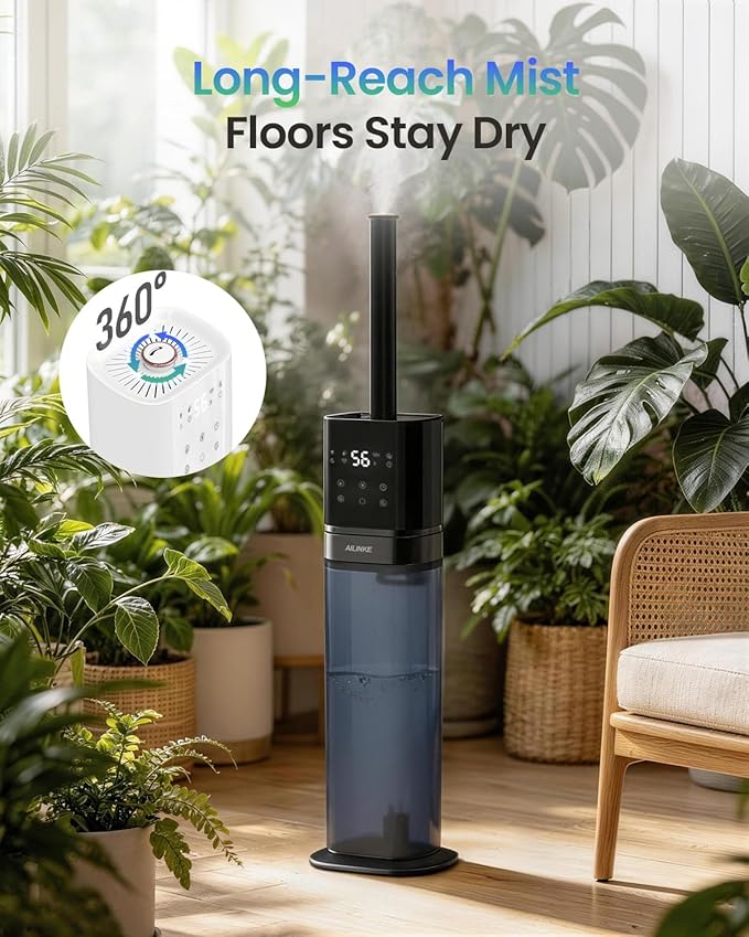 Humidifiers for Bedroom 2.1Gal/8L, Smart Humidifier for Large Room, Cool Mist Humidifiers for Home Kids Plants, Top Fill Humidifier with Extension Tube, WIFI APP & Voice Control, Blue
