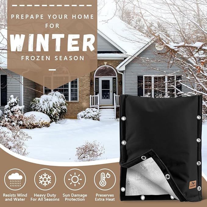 Backflow Preventer Insulation Cover - 3 Way Opening Pipe Insulation Cover for Irrigation Valve, Sprinkler Cover for Outside - Winter Freeze Protection Backflow Cover - 18" W x 34" H, Black