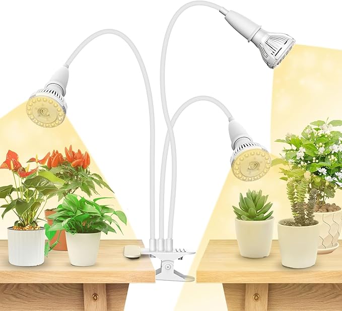 SANSI LED Grow Lights for Indoor Plants, 450W Full Spectrum Clip-on Gooseneck Grow Light with Ceramic Tech.,30W Plant Light with Optical Lens, Lifetime Free Bulbs Replacement White, No Timer