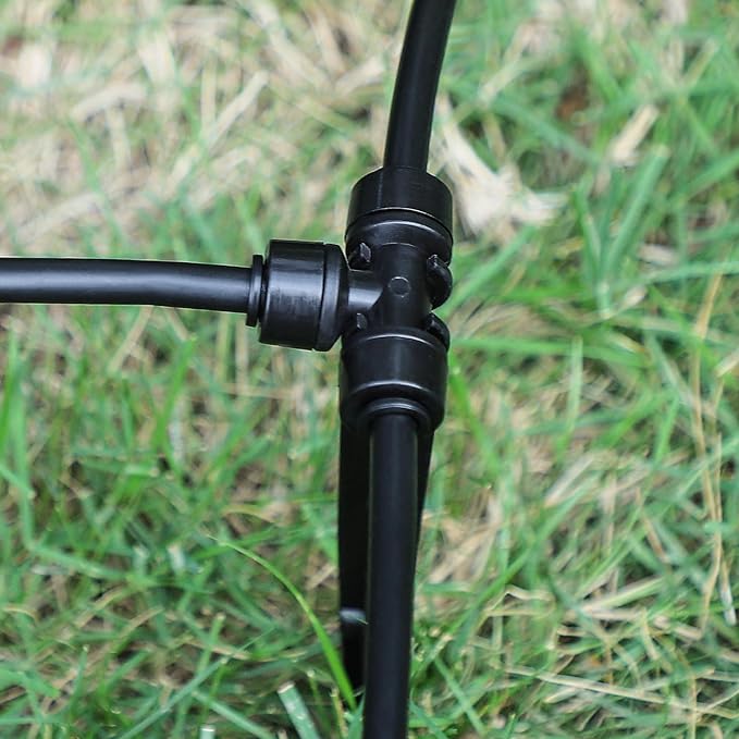 MIXC 24 Pack 1/4" Drip Irrigation Connectors, Quick Connect Fittings for 1/4 Inch Drip Tubing, Push-to-Fit Tee Fittings for Sprinkler & Irrigation Systems(1/4'' Brbed Tee Connectors-24P)