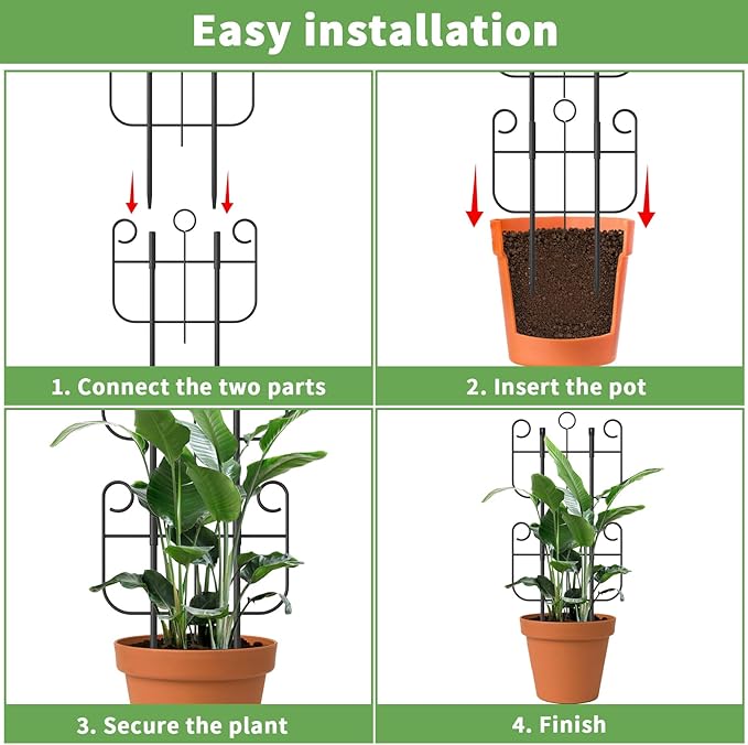 8 Pack Trellis for Climbing Plants Indoor, Expandable Heavy-Duty Metal Trellis for Potted Plants Outdoor, Flowers Vine Ivy, Sturdy Houseplant Pothos Plant Climber Support