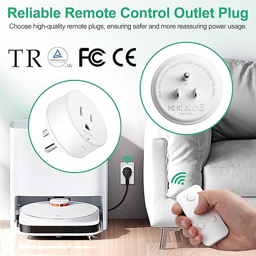 NineLeaf Remote Control Outlet, Wireless Plugs Outlet, Remote Light Switches Wireless, Timer Outlet for Lights, Lamps, Fans, Small Appliance, 15A/1500W, Up to 500ft Range