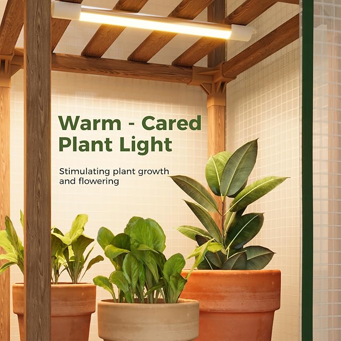 Bamworld Mini Greenhouse with Grow Light 2 Tied Plant Stand for Mutiple Pots Outdoor 2-Tierd Reusable Portable Warm House with PE Cover Compact Patio Boho Home Decor