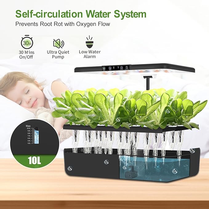 22 Pods Hydroponics Growing System with LED Grow Light, Indoor Herb Garden Kit for Vegetables, Lettuce, Strawberries, Fruits & Flowers, Automatic Light Modes, No Seeds Included