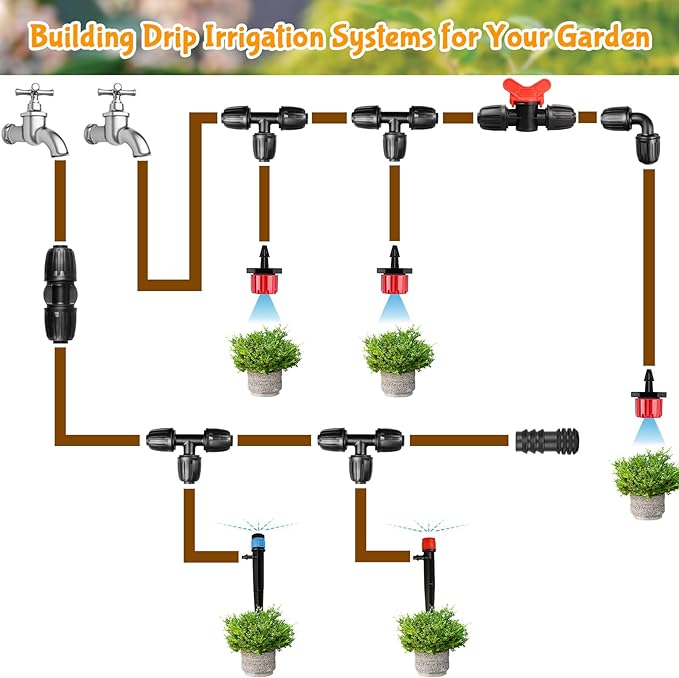 Gardrip 8 Pack Drip Irrigation Valve for 1/2 Inch Drip Tubing (1/2" ID x 0.65" OD)：1/2'' In-line Locked Barbed Ball Valve Drip Line Shut Off Valve Parts In Irrigation System for Garden