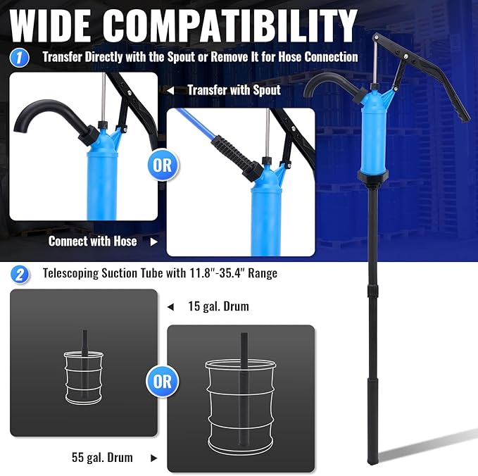 55 Gallon Drum Pump,Barrel Pump Manual Lever Action Barrel Pump for Diesel,Kerosene, Motor Oil Transfer (7131-FANG-2)