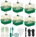 Lunies 6 Packs Seed Starter Tray with Grow Light, Indoor Greenhouse Seeding Starter Trays for Planting, Base Gardening Plant Germination Kit, Seed Starter Kit with Humidity Domes, (12 Cells per Tray)