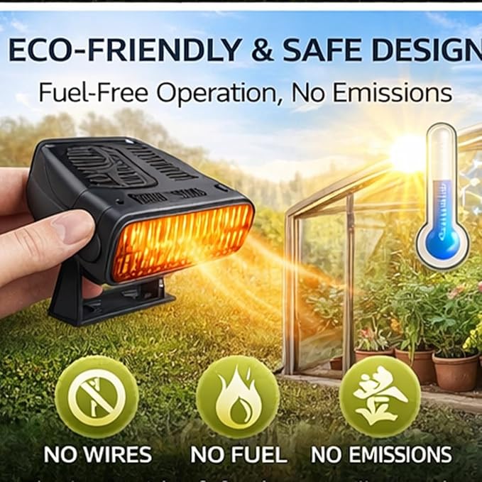 Solar Heater for Greenhouse, Solar Heater for Chicken Heater, Solar Powered Heater for Outdoor Use, Dog House, Shed, Pet Shelter - Smart Thermostat, Weather-Resistant, Easy Mount (Black-30W)