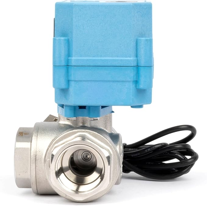 U.S. Solid WiFi Smart Motorized Ball Valve 3/4 inch NPT for Water Control & Irrigation, 3 Way 304SS Electric Valve, USB Plug, LED Indicator, Flow Direction Window, Remote On/Off Control, NSF Certified