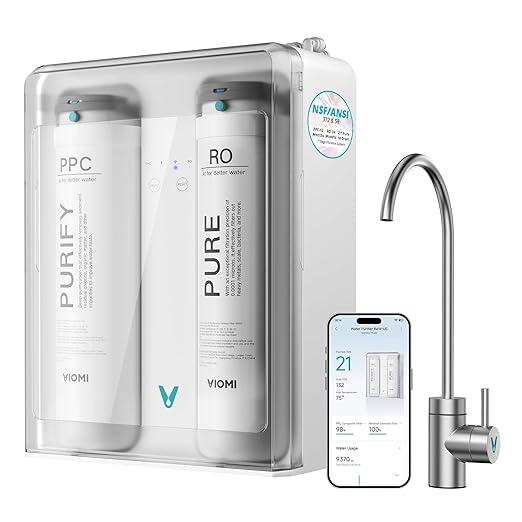VIOMI Pure B6W 600 GPD Reverse Osmosis System, TDS Reduction, 7-Stage Tankless RO System, Under Sink Water Filter with Faucet, NSF/ANSI 372 & 58 Certified, 2:1 Pure-to-Drain, Wi-Fi Enabled APP Control