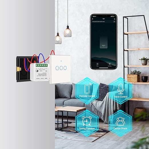 WiFi Smart Light Switch Compatible With Alexa/Google Home, APP Remote/Voice Control, DIY Mode, Timer Function, LAN Control, No Hub Required, 2 Way 16A (2 Pack)