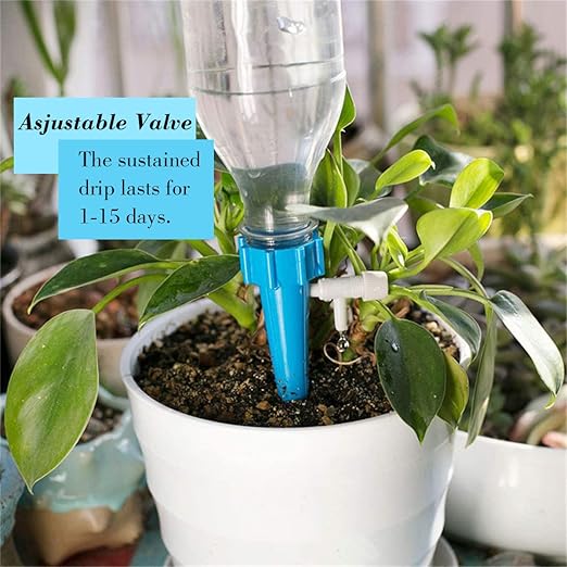 Drip Irrigation System Garden Watering System 12PCS Self Watering Spikes Devices Vacation Automatic Drip Irrigation Kits Adjustable Valve Plant Water Irrigation Control System for Garden Flower Bed