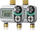 QUOBAS Brass Sprinkler Timer 2 Pack, Programmable Water Hose Timer for Garden Hose Faucet with Waterproof LCD Screen, Rain Delay/Manual/Automatic Irrigation Watering System for Garden, Lawn, Yard