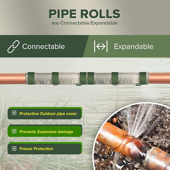 The Original Pipe Insulation (5°F) Winter Freeze Protection (UV-Coated) for Pipes, Pumps, Sprinkler Irrigation Valves & Backflow Preventers – 9W x 13.5L Roll