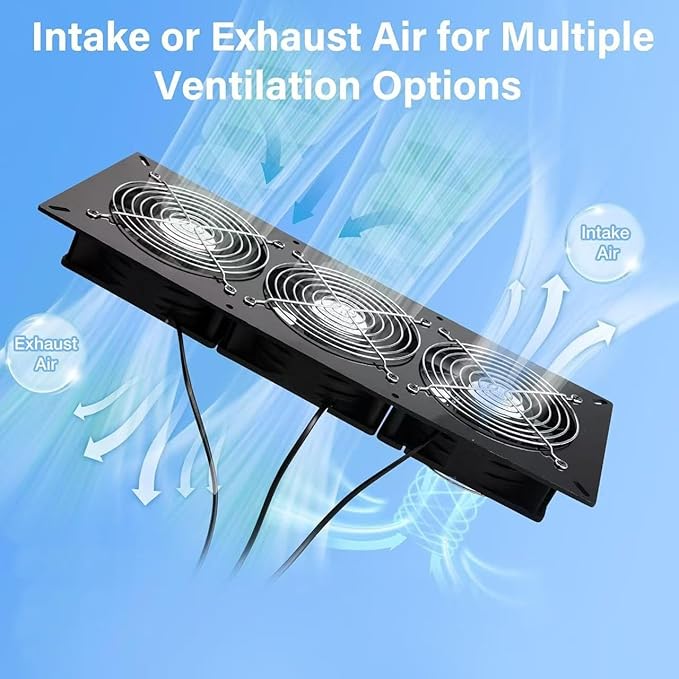 Fanspex Solar 3 Fan Kit, Waterproofed Solar Powered Fans for Outdoor Chicken Coop, Greenhouse & Shed Intake or Exhaust Air