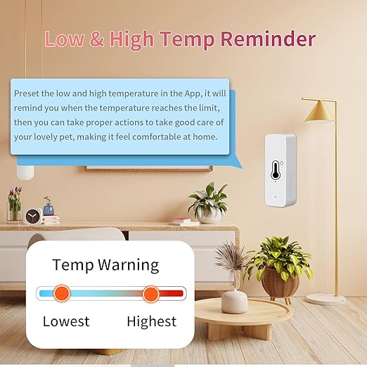 1 pack Dohome Indoor Sensor WiFi Humidity & Temp Monitor,-4℉~140℉ Range Measure Range ,App Alerts + 2-YearData Log ,For Greenhouse/Wine Cellar/Cigar Humidor, Smart Monitoring Kit