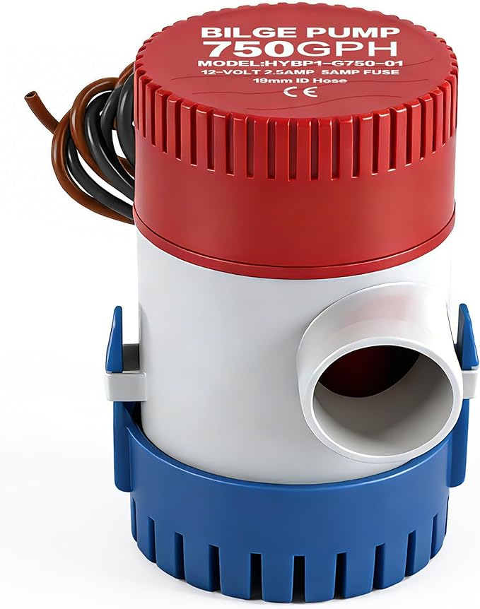 IZTOSS 750GPH Bilge Pump 12V Submersible Marine Electric Bilge Water Pump for Boat Caravan RV Non-Automatic