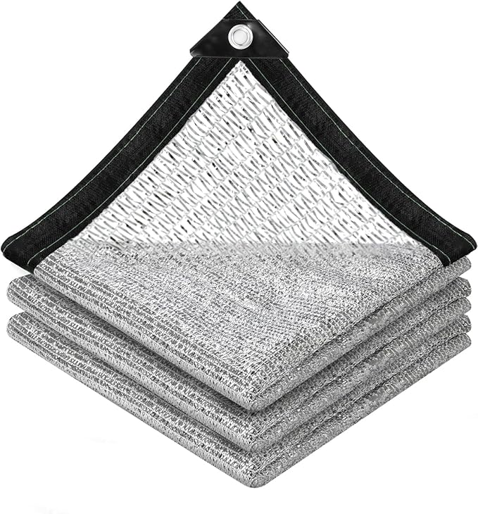 vensovo 30% Aluminum Shade Cloth - Reflective Aluminium Shade Netting Sun Shade Cover with Grommets for Cars, Dogs, Outdoor, RV, Patio (6x20FT)