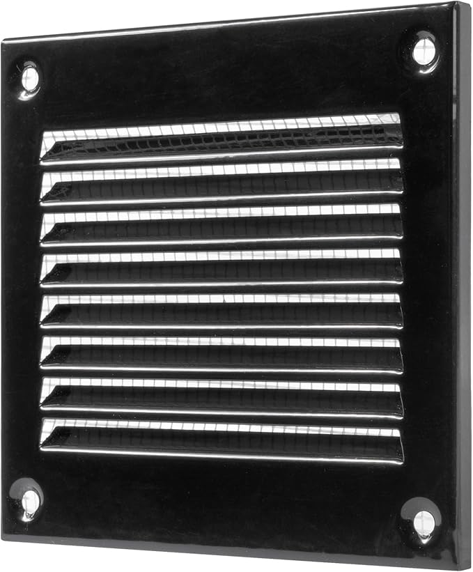 Vent Systems 4'' x 4'' Inch (Overall Dimensions) Pack of 2 - Black - Air Vent Cover Metal Air Return Grill with Built in Pest Guard Screen HVAC Vent Duct Cover for Home Improvement