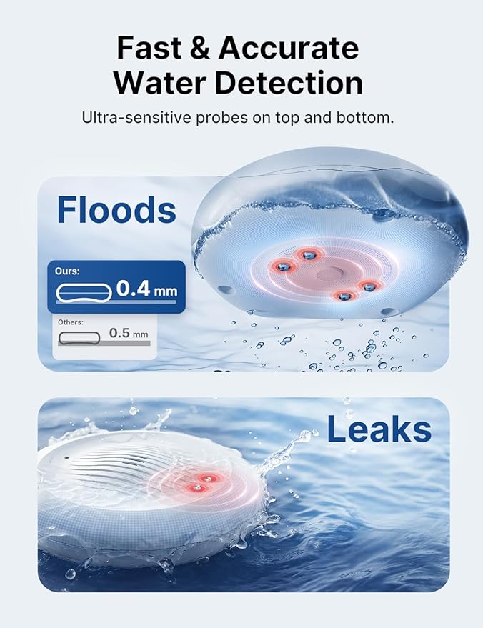 X-Sense Wi-Fi Water Leak Detector for Home - Smart 2-in-1 Leak & Low-Temperature Sensor with App Alerts, Protection for Homes, Kitchens & Basements, Works with X-Sense Home Security App, Model SWS0B