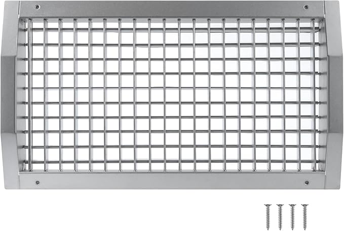17" x 9" Aluminum Supply/Exhaust Grille for a Round Spiral Duct - Grill Cover with Adjustable Louver Blades - Air HVAC Return Register for Home, Bathroom, Ceiling