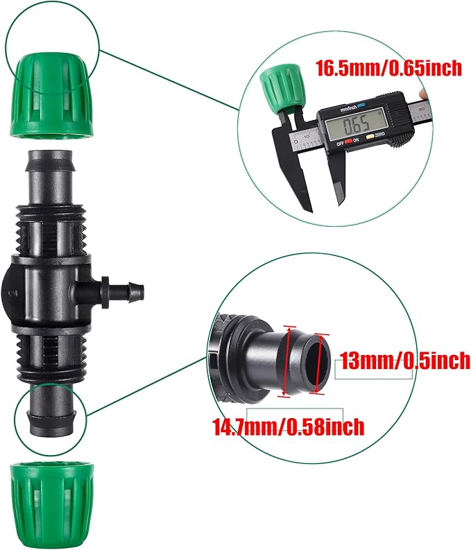 10 Pcs 1/2" to 1/4" Barbed Tee Connector, 1/2 Inch to 1/4 Inch Drip Irrigation Fittings Drip Line Reducer Tee Connectors 1/2" to 1/4" 3-Way Splitter Connectors for Garden Drip Irrigation System